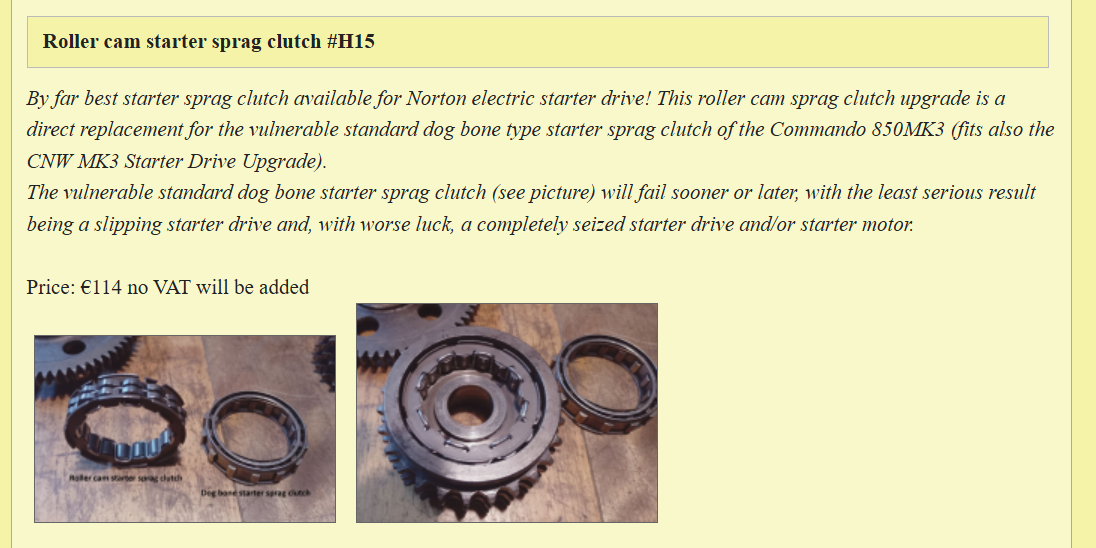CNW e start conversion, sprag failures
