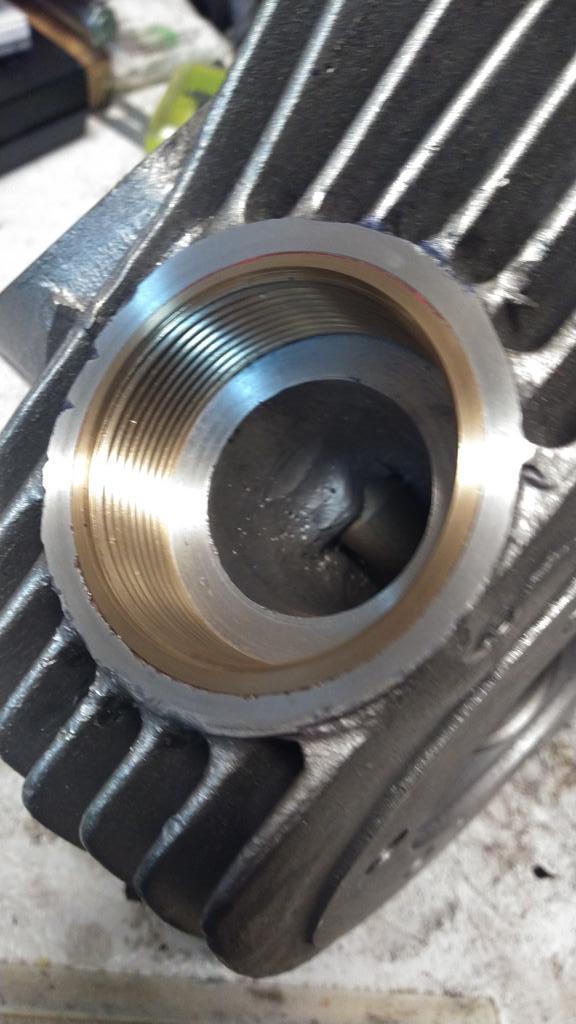 Exhaust thread repair failed