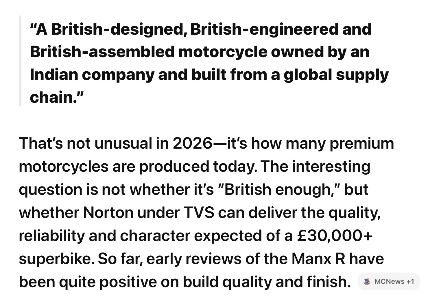 What's happening at Norton? Sale to TVS, massive investment, new bikes...