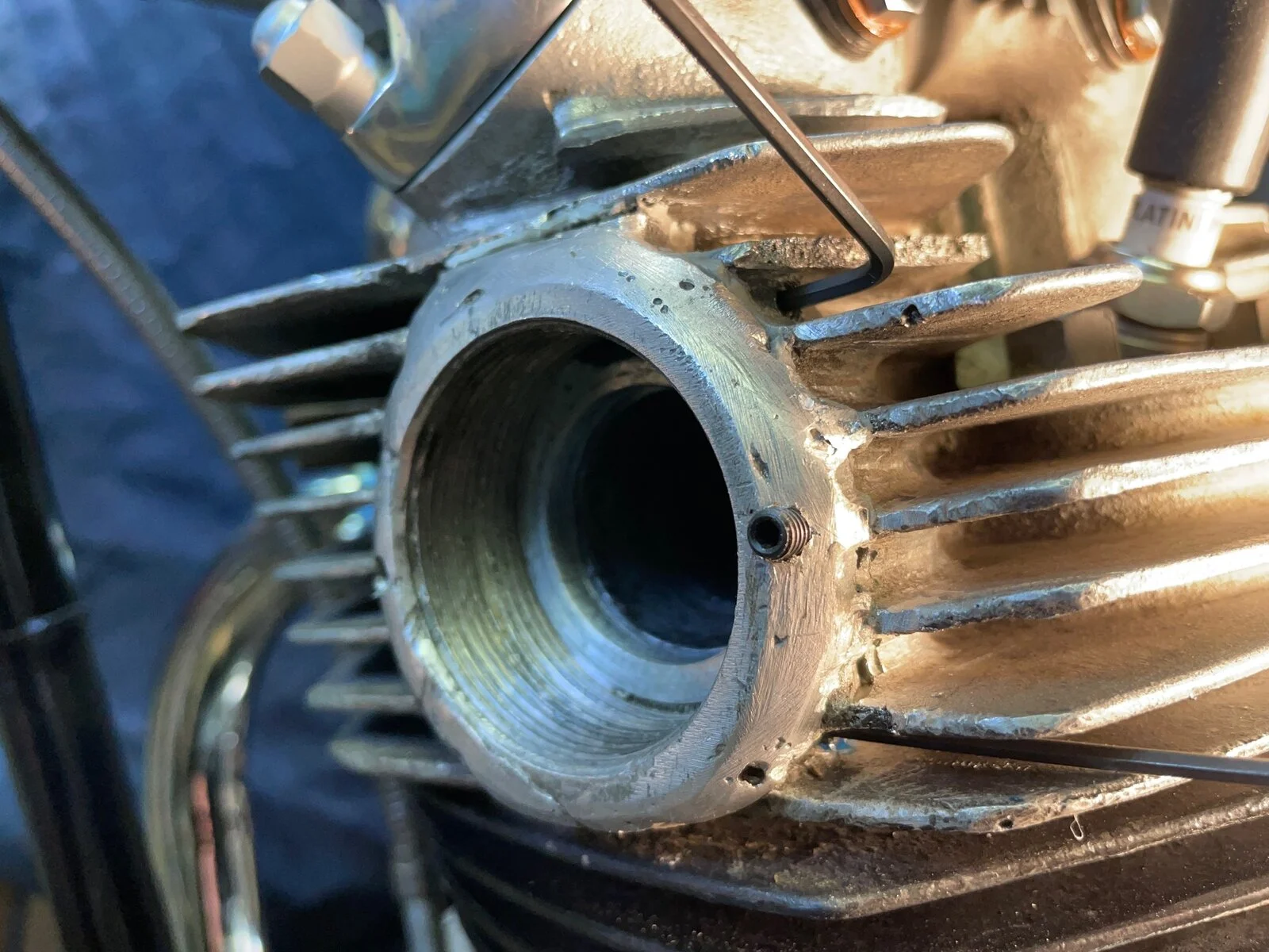 Exhaust thread repair failed