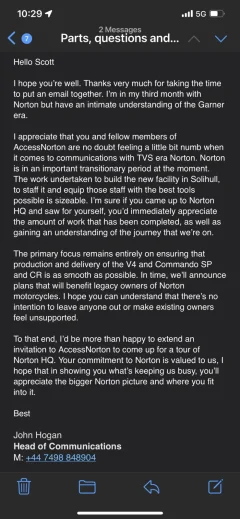 Response from Norton HOC