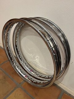 For Sale Front & Rear English CWC 19" Chrome Steel Rims for 1975 Norton MKIII