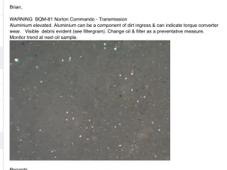 Transmission oil sample