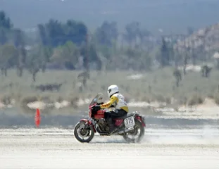 El Mirage on a Guzzi