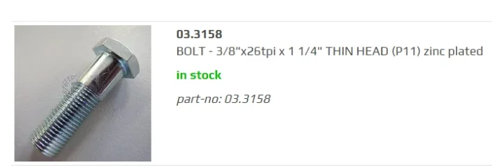 P11, P11A, 750 Ranger Engine thread